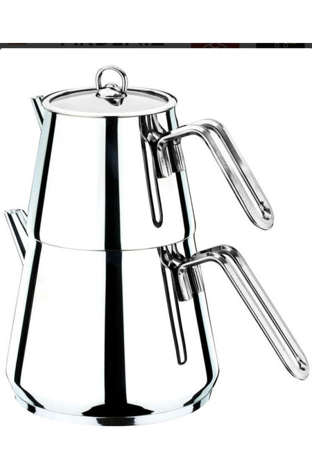 Akdeniz Pyramid Mini Teapot Set with Metal Handles, 0.60lt.-1.25lt. - MALLTURK