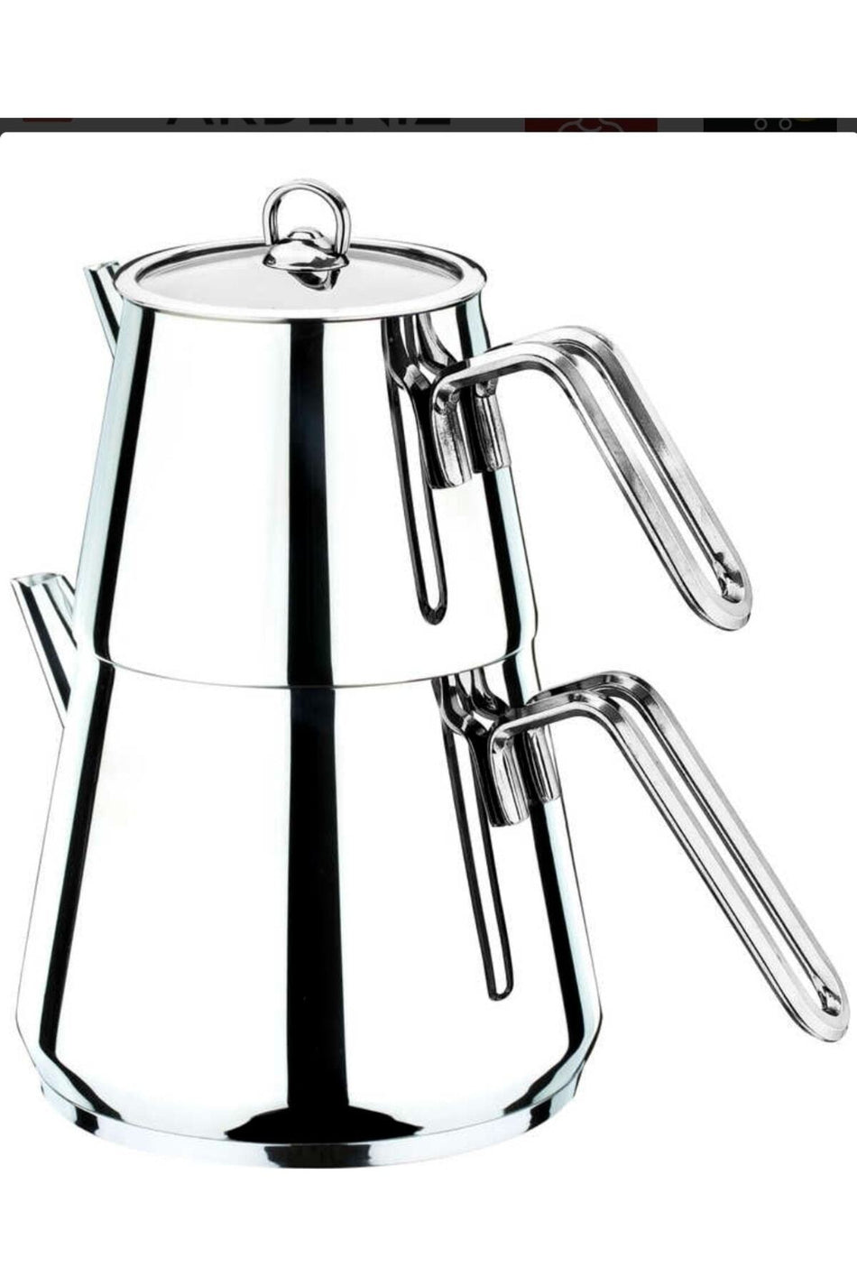 Akdeniz Pyramid Mini Teapot Set with Metal Handles, 0.60lt.-1.25lt.