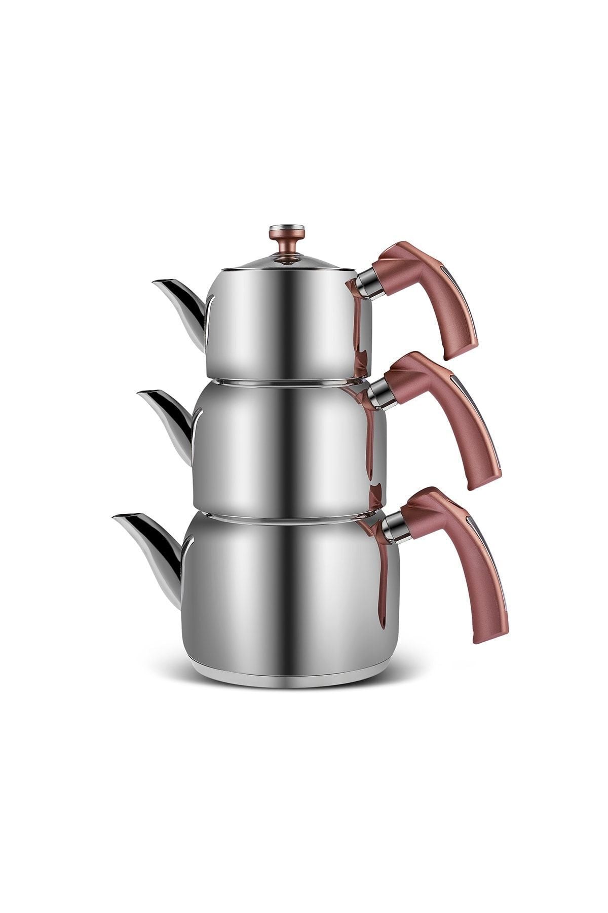 Karaca Tres 3-Piece Maxi Teapot Set with induction Base, Rosegold - MALLTURK