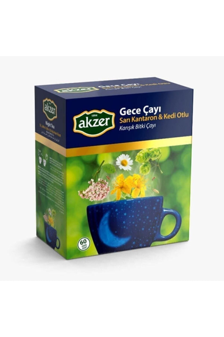 Tisana notturna Akzer con erba di San Giovanni e valeriana (90g - 60 bustine filtro)