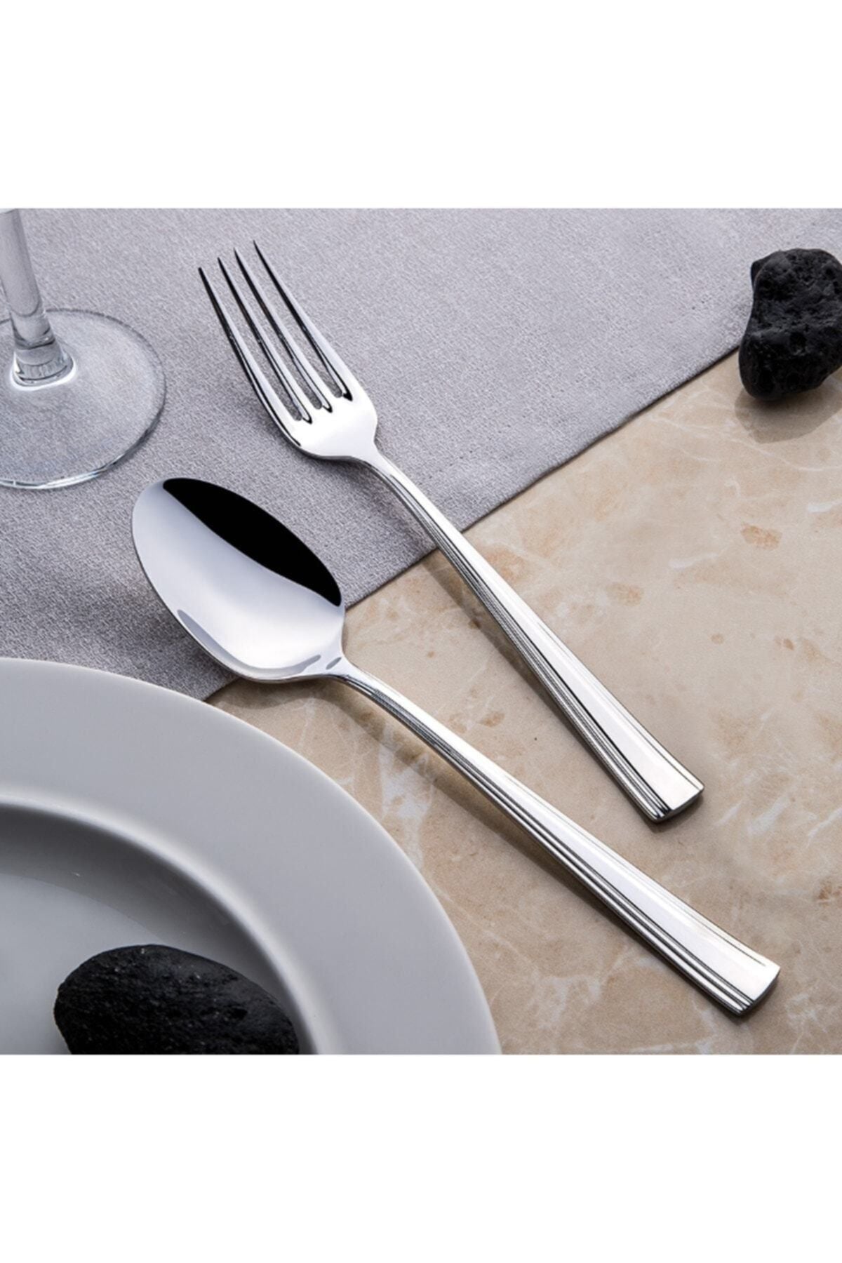 Nehir katre 30 Piece Fork Spoon Set bicaksiz - MALLTURK