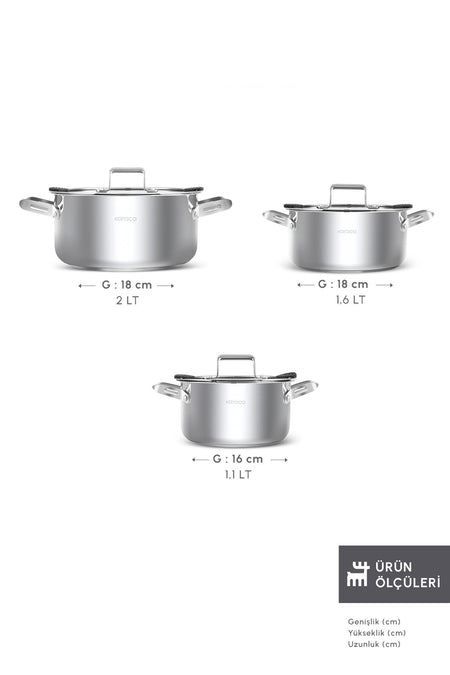 Karaca Powersteel 316+ Alberta Induction Compatible 6 Piece Cookware Set