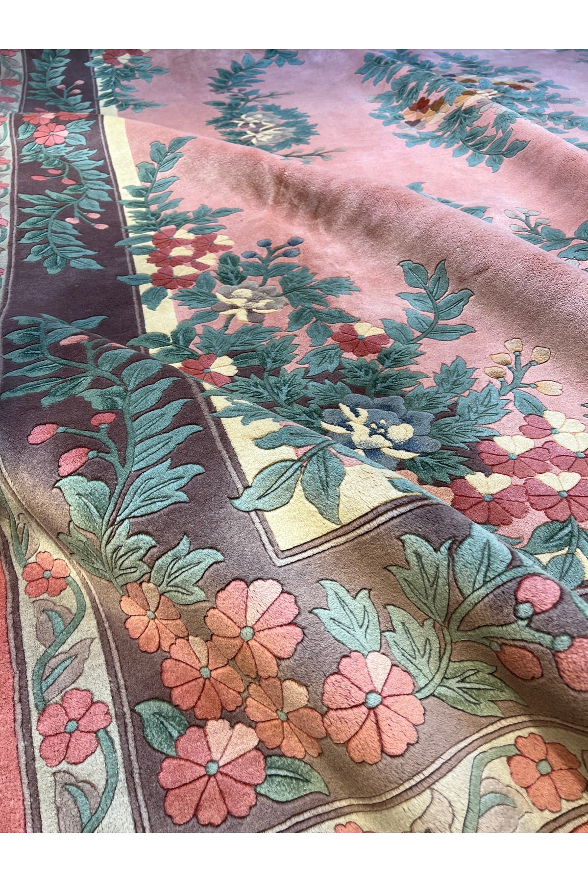 RD RAMAZAN DAG Hand Rug Art Hand-Woven Embossed Chinese Rug Premium Quality Pink Color Size 370x274 - MALLTURK
