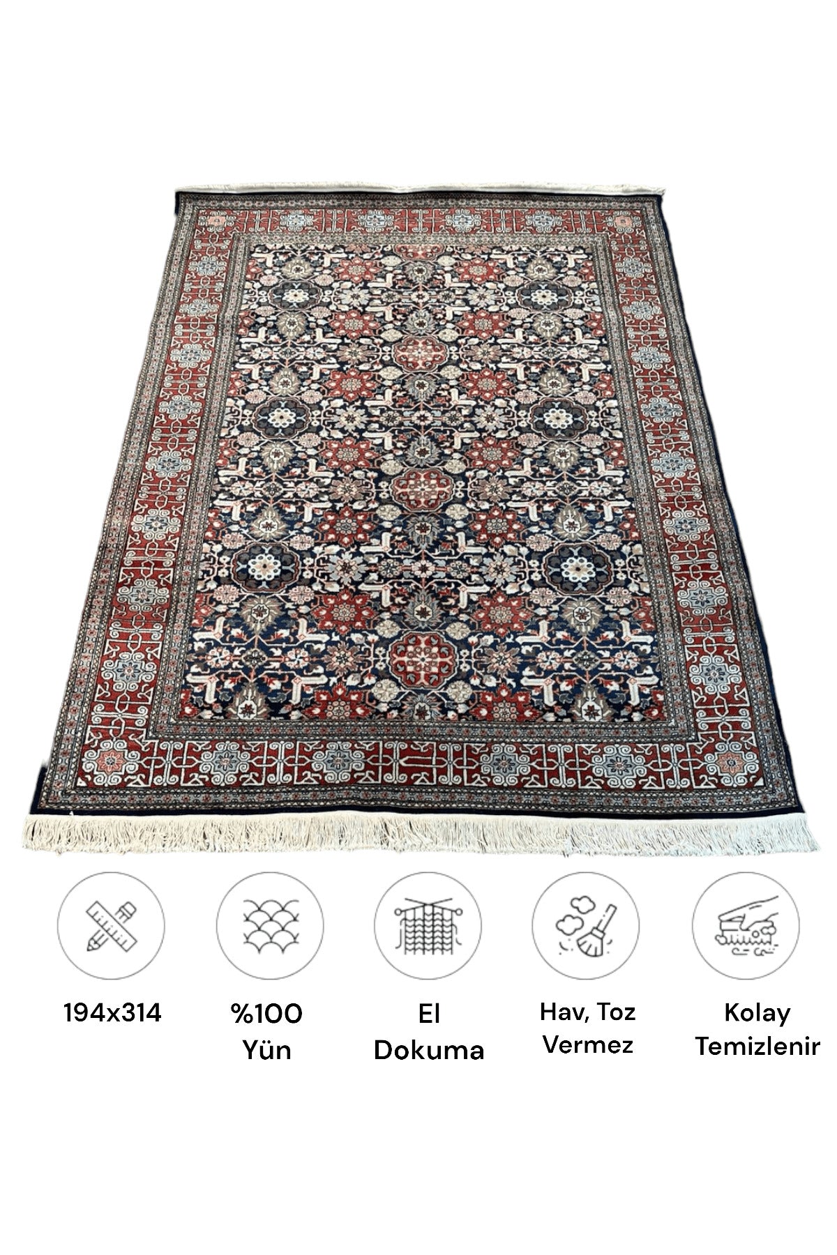 SIRVAN Rug Hand-Woven Hereke Rug - 194x314 - MALLTURK