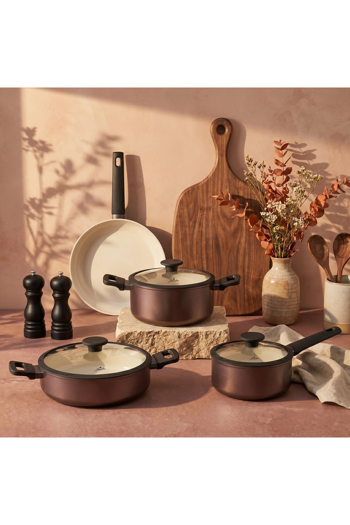 Jumbo Toledo Swiss Crystal Induction Compatible Cookware Set 7 Piece