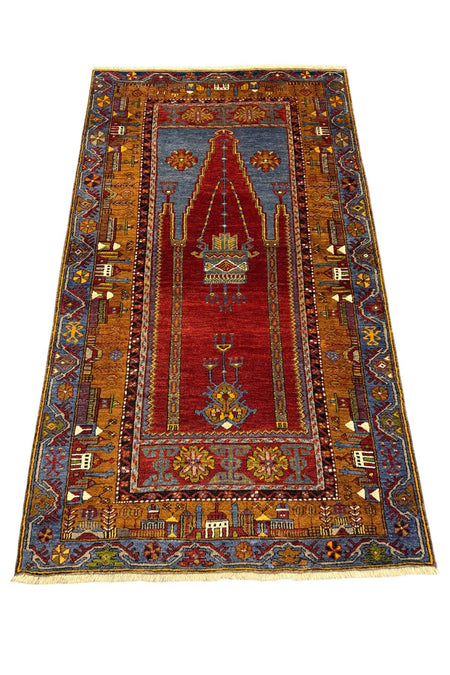 BURAK Rug Hand-Woven Collectible Antique Mihrapli Yahyali Rug 107x190 Natural Dye %100 Wool - MALLTURK