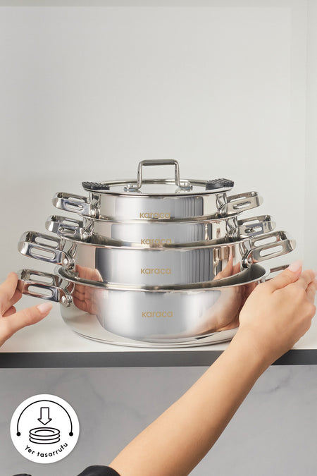 Karaca Powersteel 316+ Alberta Induction Compatible 8 Piece Cookware Set - MALLTURK