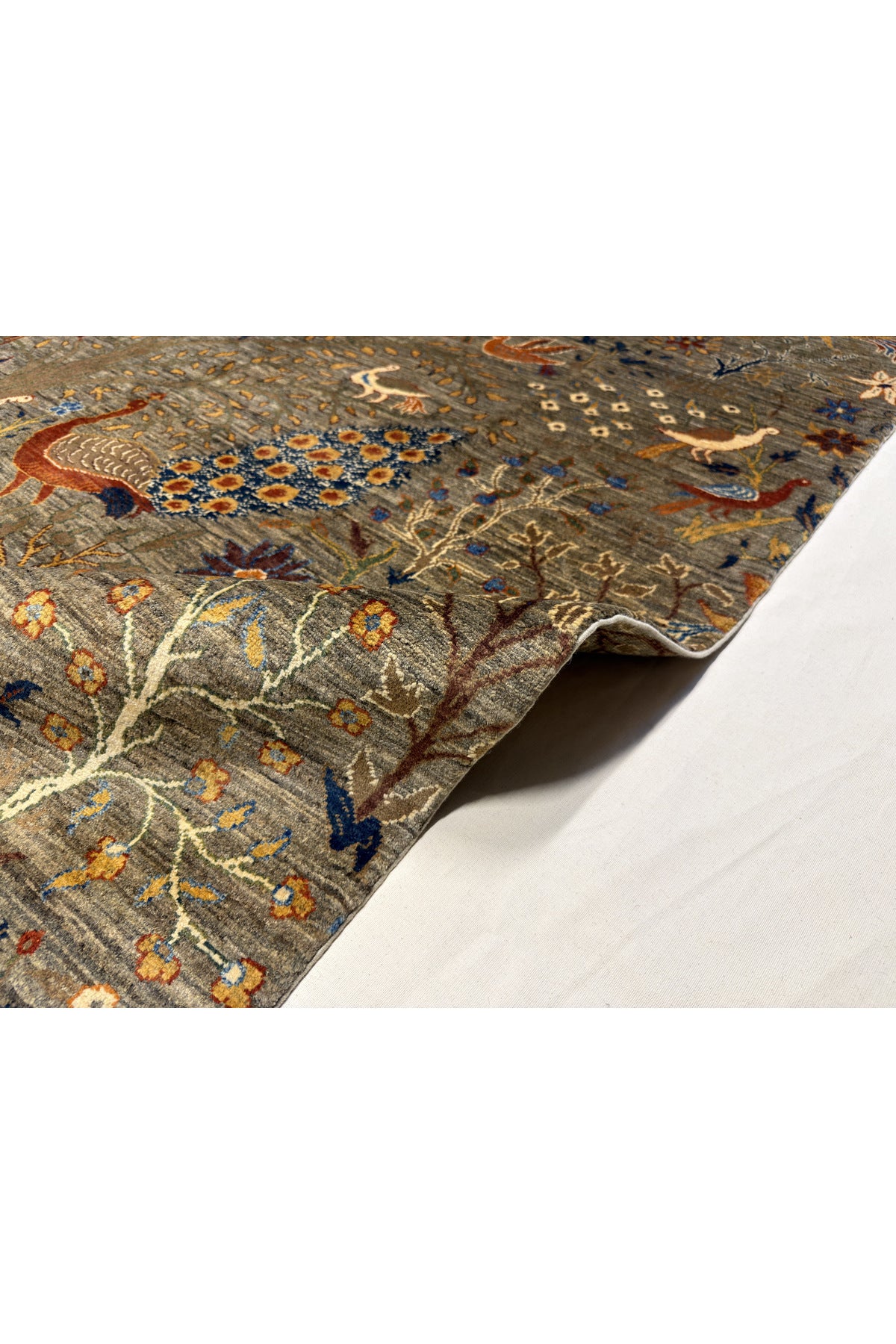 Afghan Rug Hand-Woven Kus Pattern 100% Wool Natural Dye Handicraft ile Elegant Design