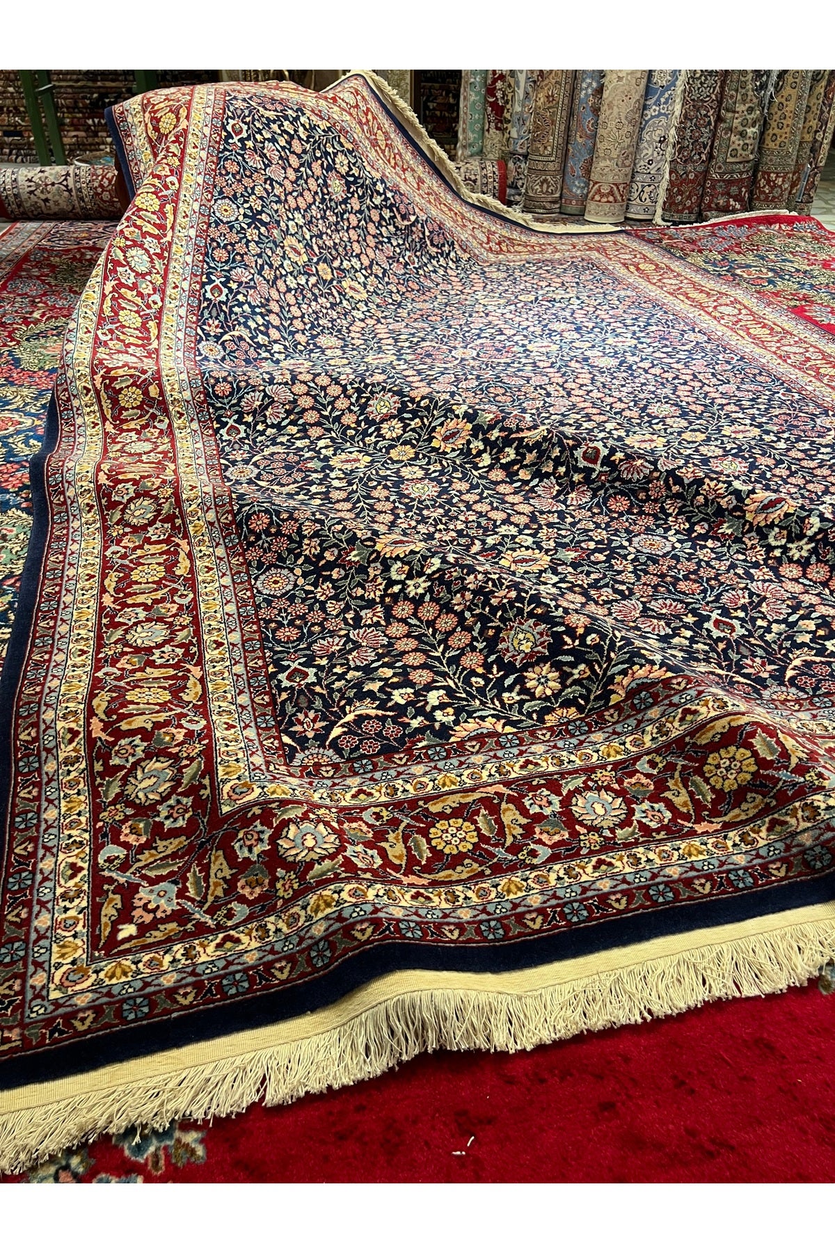RD RAMAZAN DAG Hand Rug Art Hand-Woven Hereke Rug Signed Seven Mountains Flower Sumerbank Weave Collector Piece Size 300x200 - MALLTURK