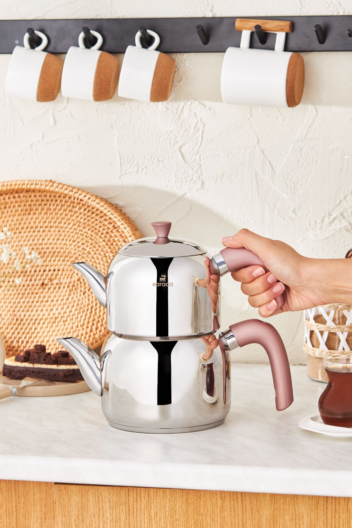Karaca Alder induction Base Midi Teapot Set Rose - MALLTURK