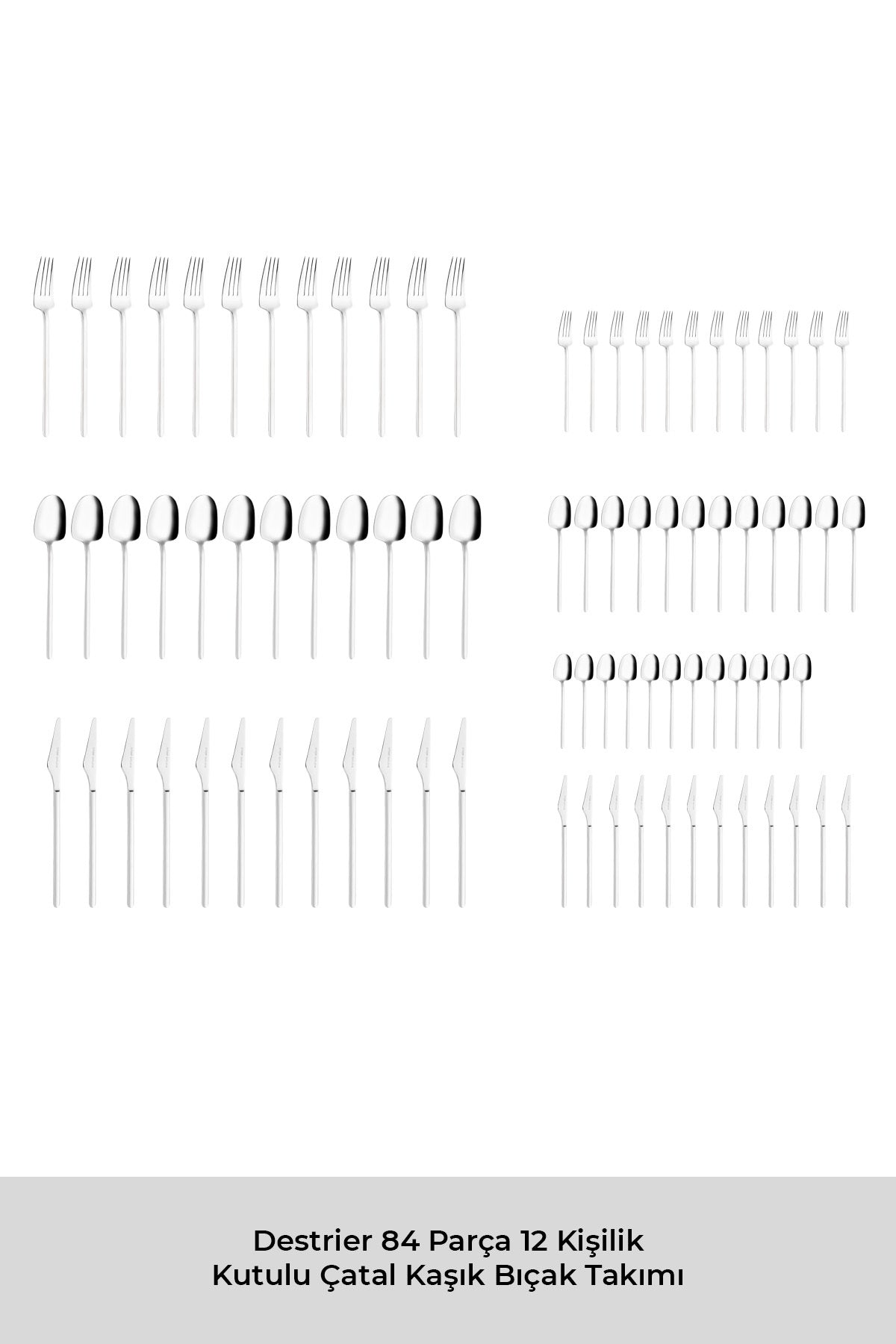 Emsan destrier 84 Piece 12 Place Setting Boxed Flatware Set - MALLTURK