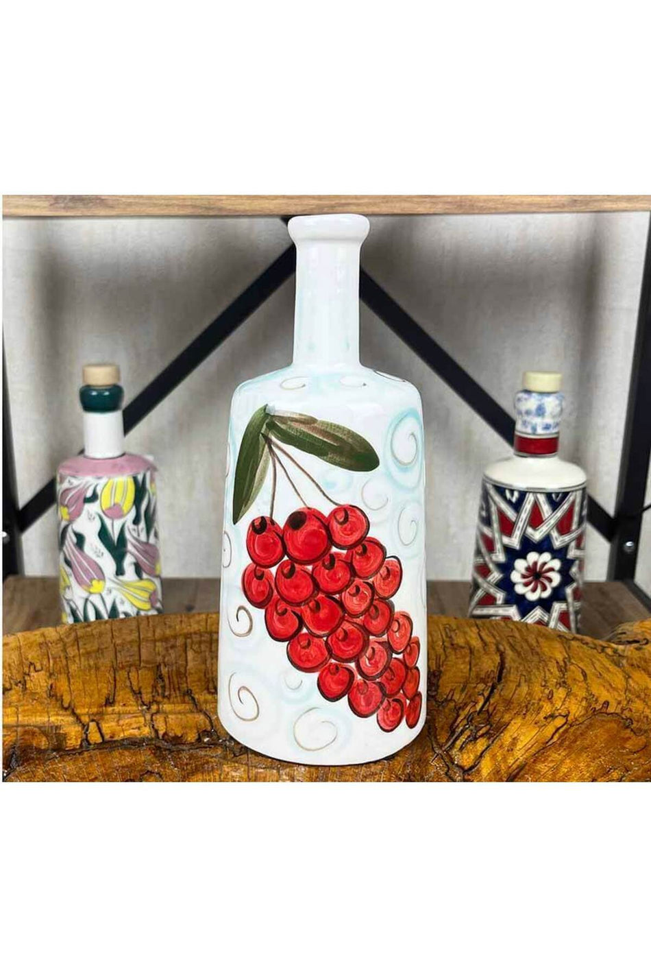 Cini Evi Grape Cluster Patterned Handmade Serving Bottle 550 ml - MALLTURK