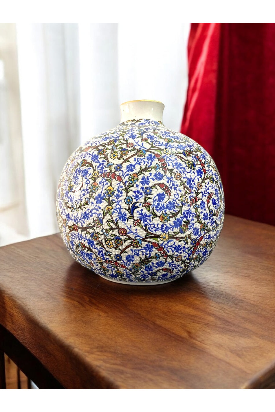 STORESZA Premium Handmade Kutahya Ceramic Sphere Vase - 22cm - MALLTURK