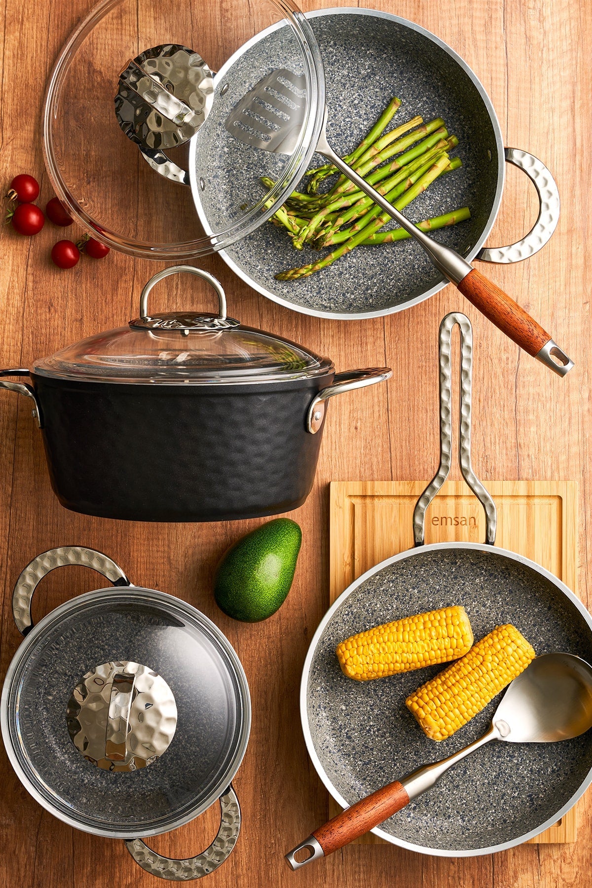 Emsan Induction Compatible Nostalji 7 Piece Granite Cookware Set - MALLTURK