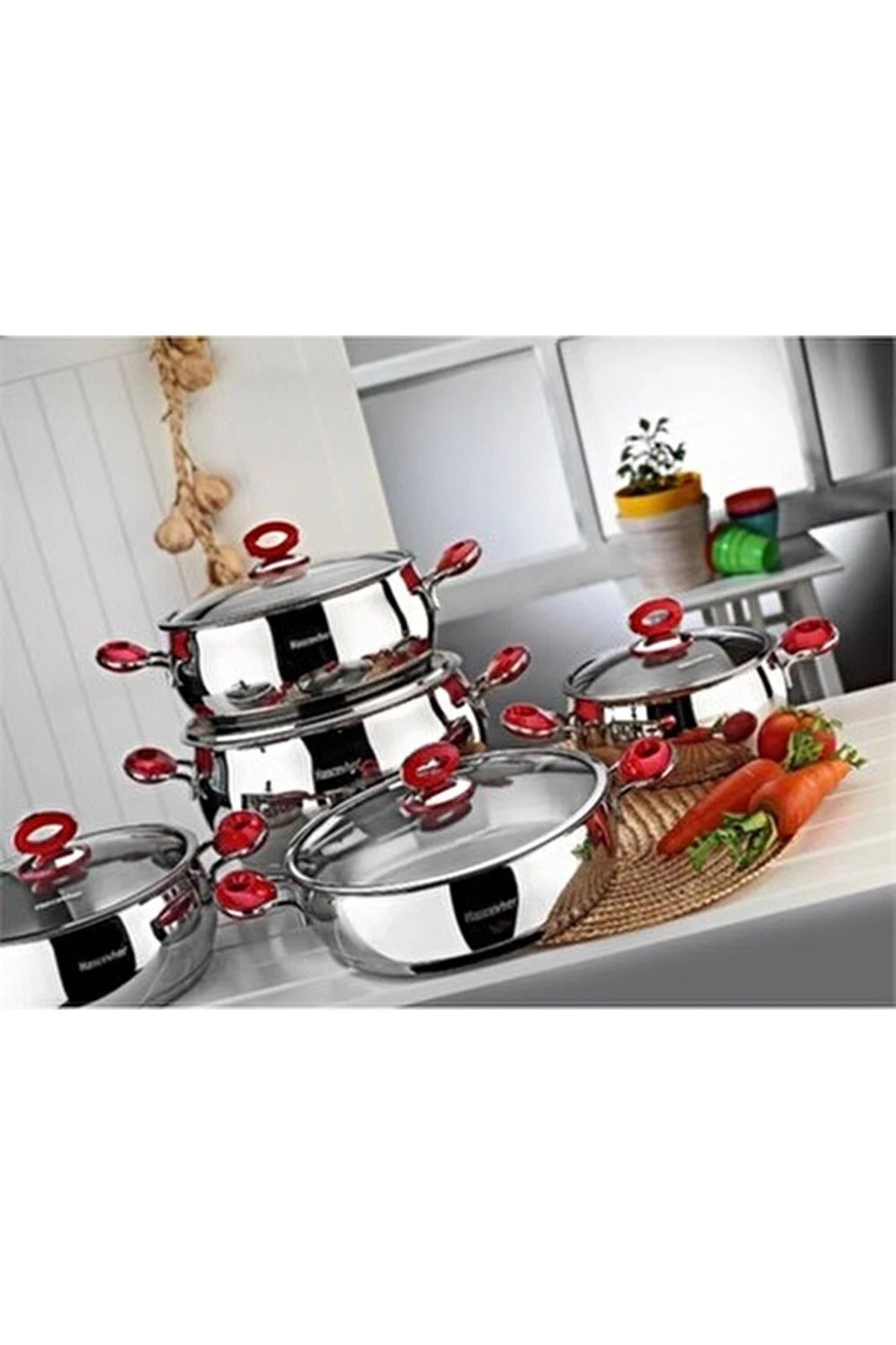Hascevher Anemon 10 Piece Cookware Set Cam with Lid - MALLTURK