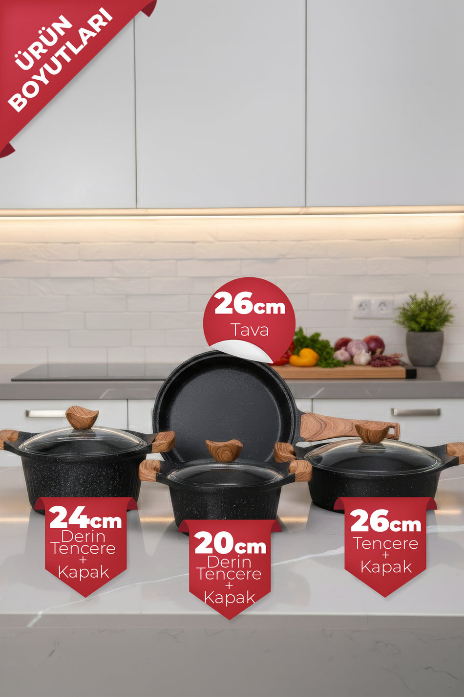 Aryildiz Lincoln 7 Piece Cookware Set