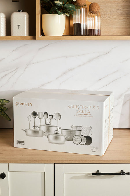 Emsan Karistir Pisir Sakla 18 Piece Karistirma Kabi ve Servis Gerecli Cookware Set