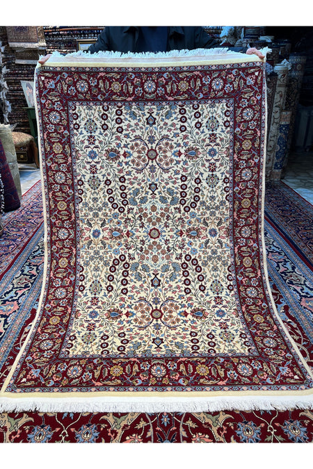 RD RAMAZAN DAG Hand Rug Art Hand-Woven Hereke Rug Signed Seven Mountains Flower Premium Quality Size 180x120 - MALLTURK