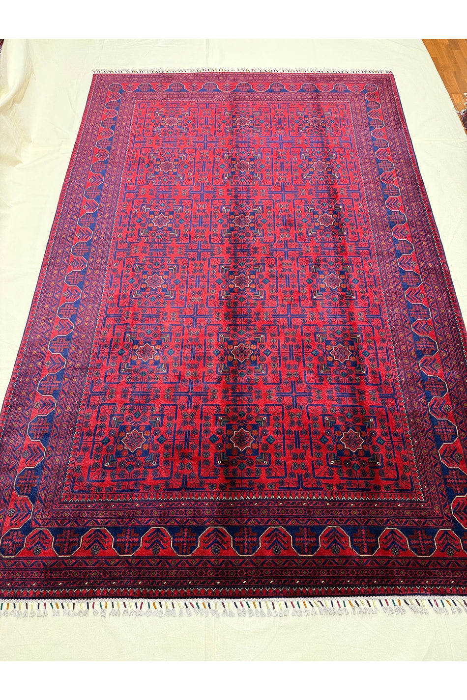 Afghan Rug Hand-Woven 6 Meter Bilecik Design 100% Wool Natural Dye Handicraft ile Harika Yildiz Pattern