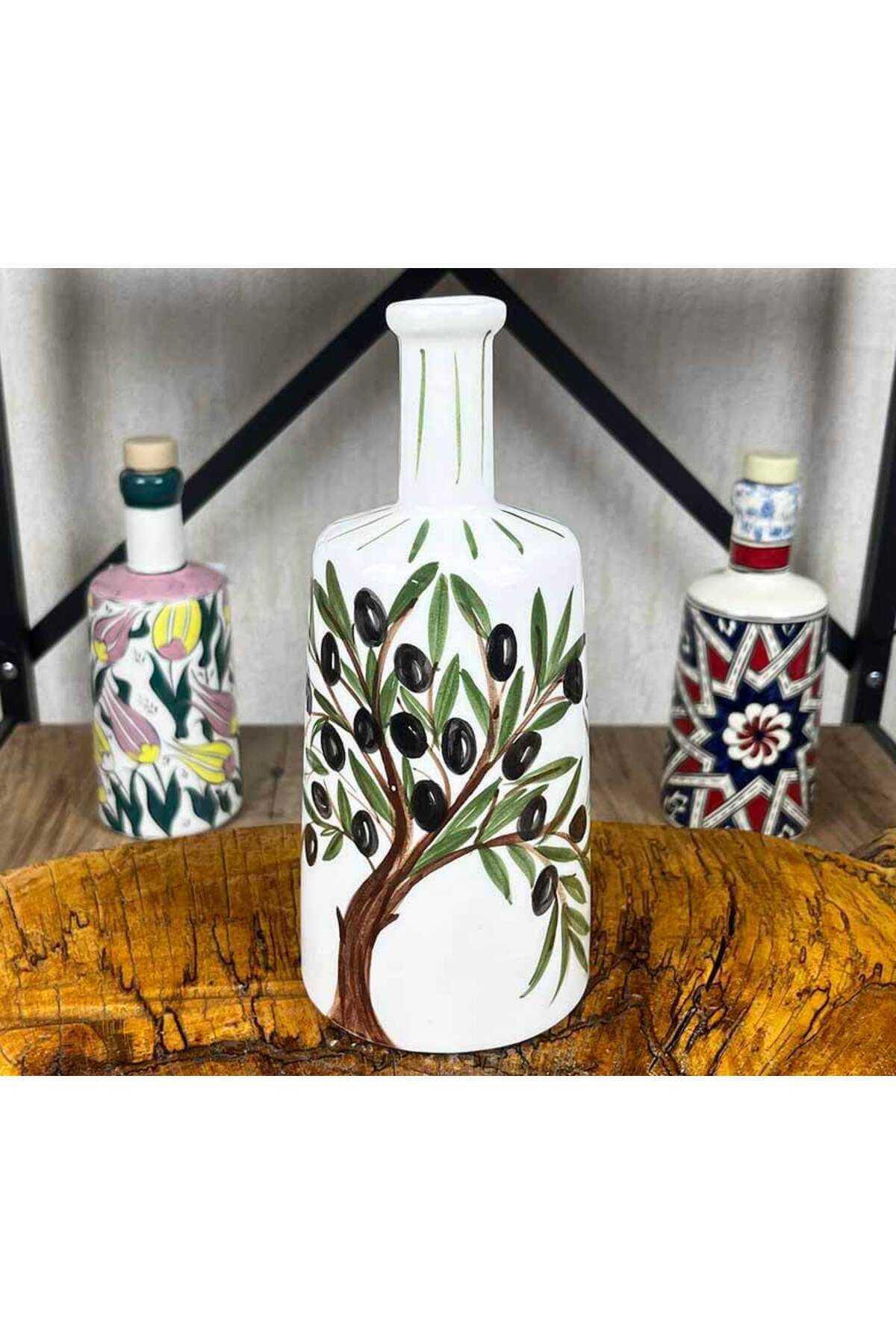 Cini Evi Olive Tree Patterned Handmade Serving Bottle 550 ml - MALLTURK