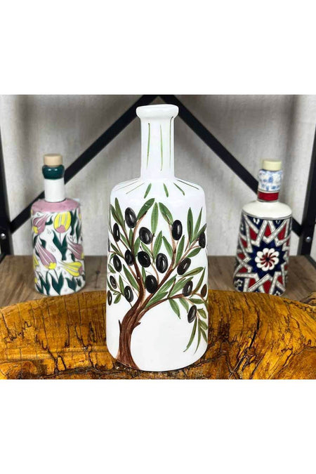 Cini Evi Olive Tree Patterned Handmade Serving Bottle 550 ml - MALLTURK