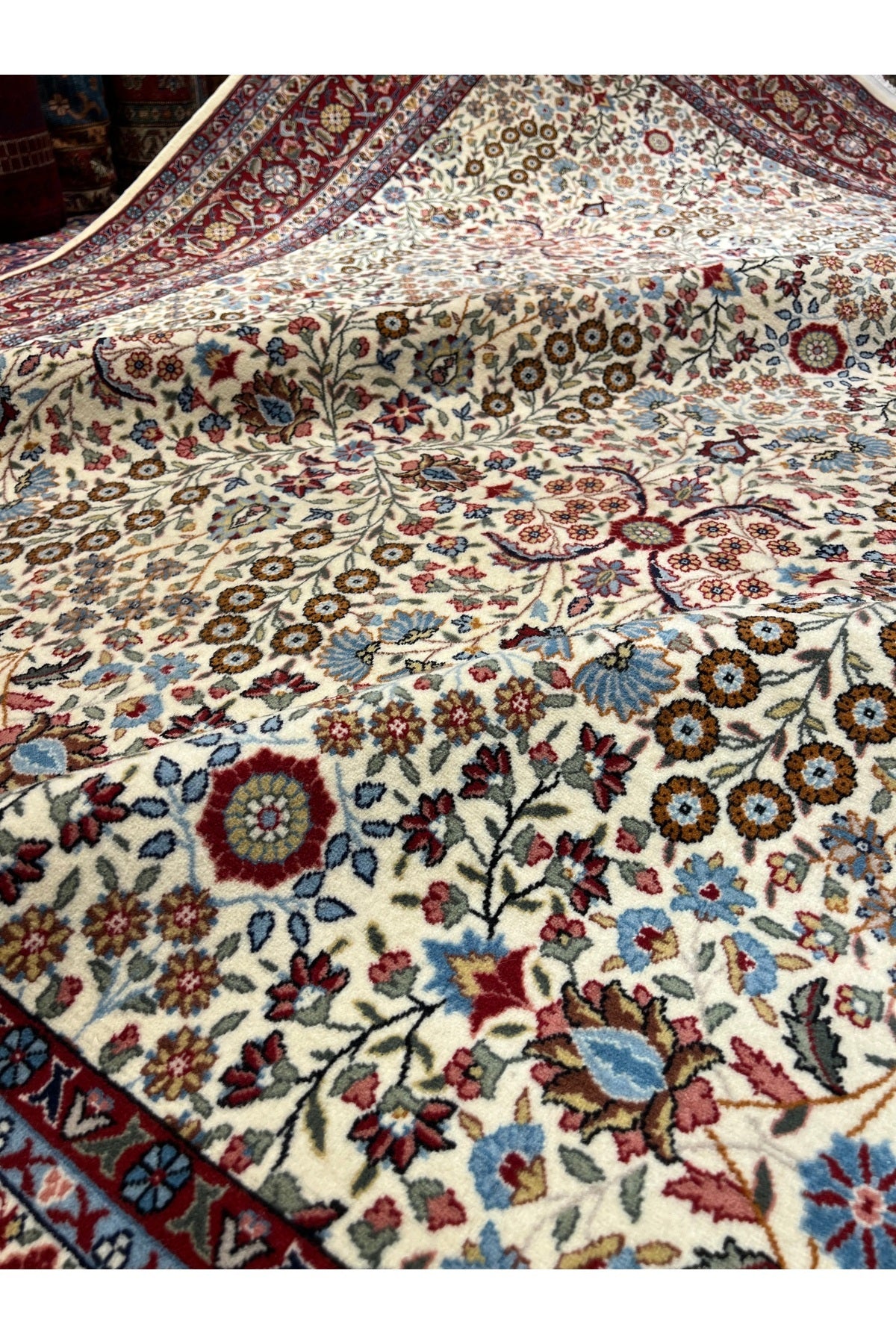 RD RAMAZAN DAG Hand Rug Art Hand-Woven Sumerbank Hereke Rug Signed Seven Mountains Flower Design Size 276x200 - MALLTURK