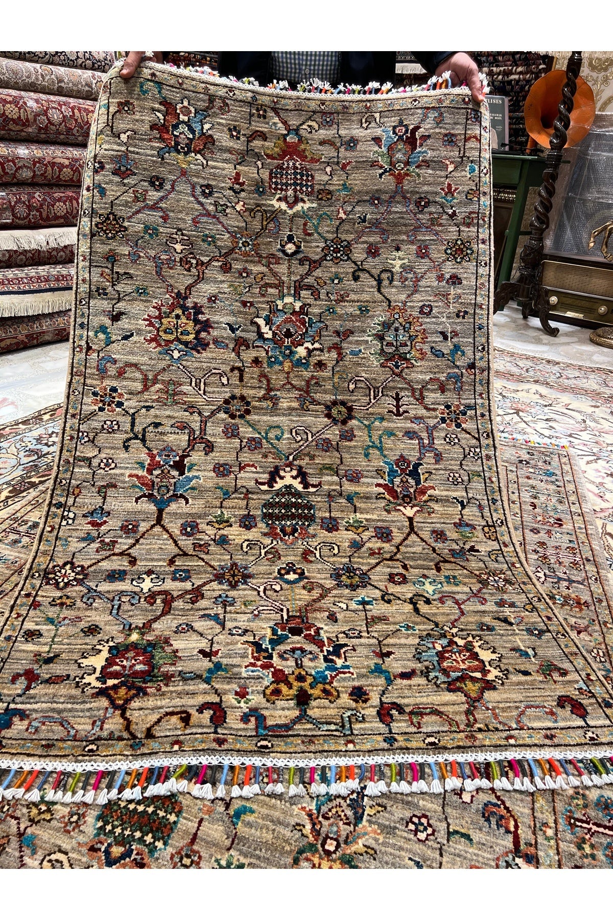 RD RAMAZAN DAG Hand Rug Art Hand-Woven Afghan Rug Cotton Base Wool Weave Natural Dye 150x93