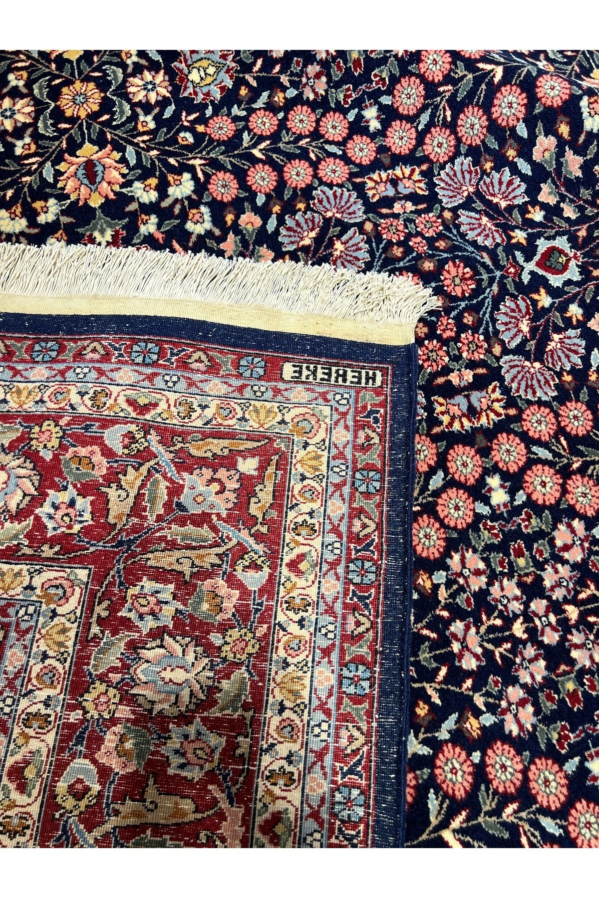 RD RAMAZAN DAG Hand Rug Art Hand-Woven Hereke Rug Signed Seven Mountains Flower Premium Quality Size 290x200 - MALLTURK