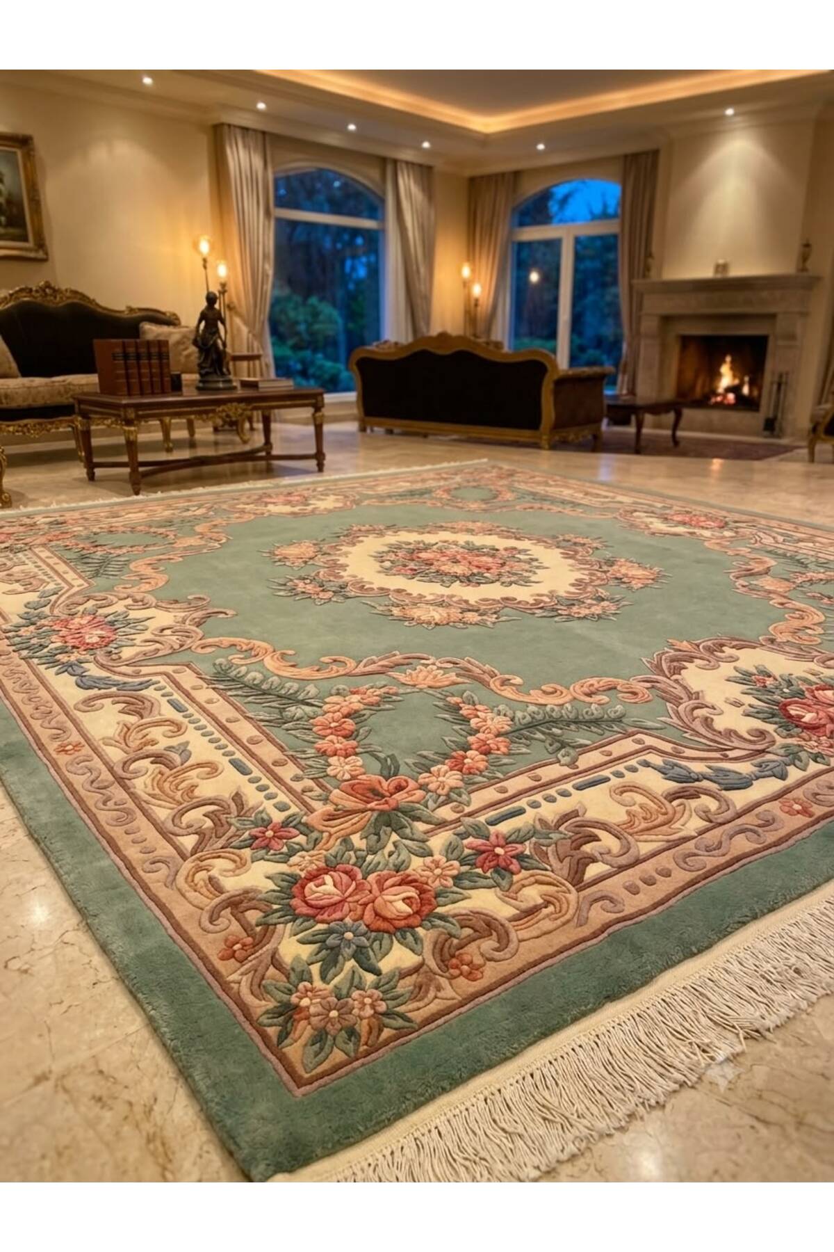RD RAMAZAN DAG Hand Rug Art Hand-Woven Embossed Chinese Rug Premium Quality Cotton Fringe Wool Weave Kare Rug Size 260x260 - MALLTURK