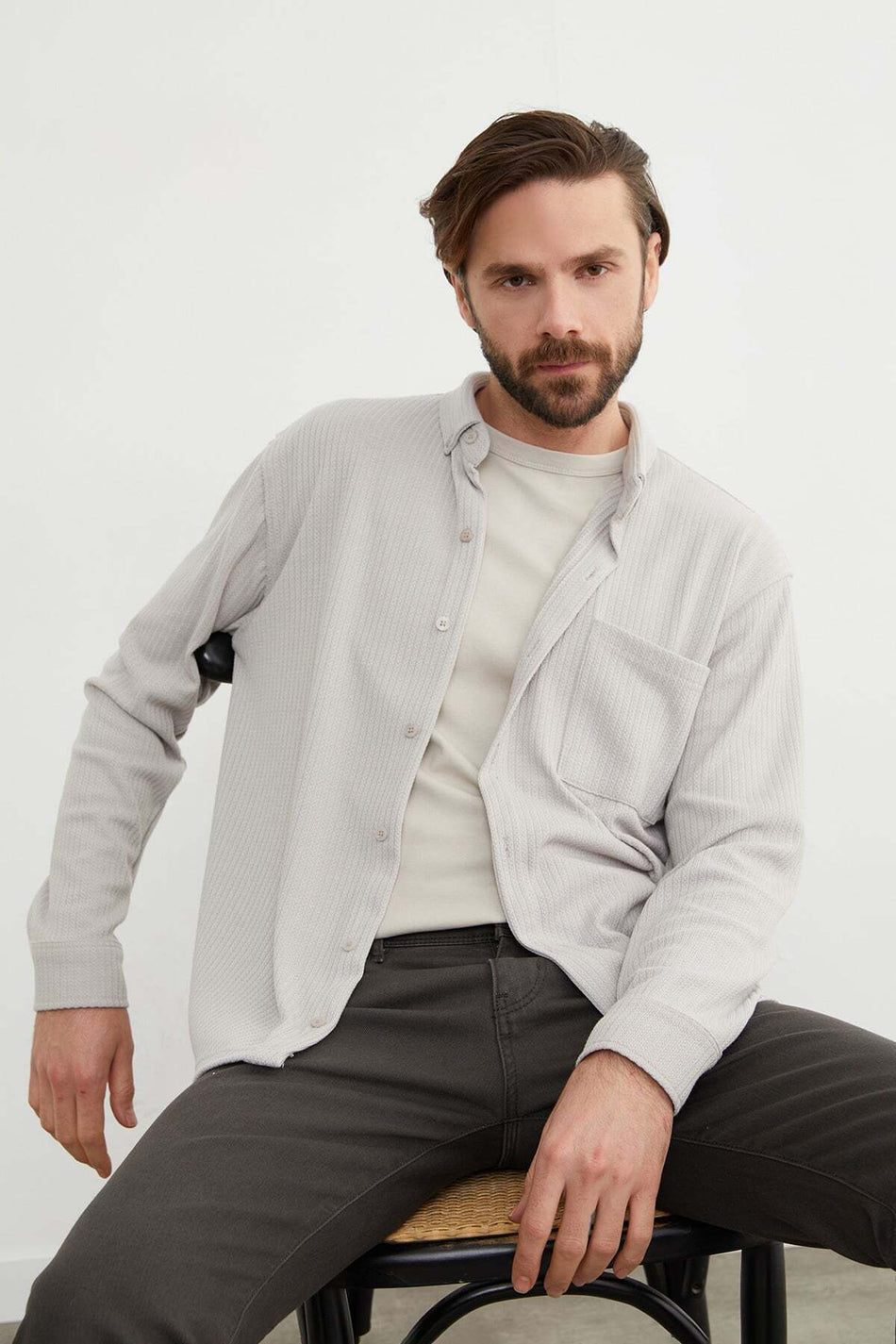 Jacquard Single Pocket Shirt