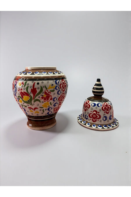 YOOS Handmade Wheelwork 25cm Kutahya Ceramic Shah Cube Ceramic Vase - MALLTURK