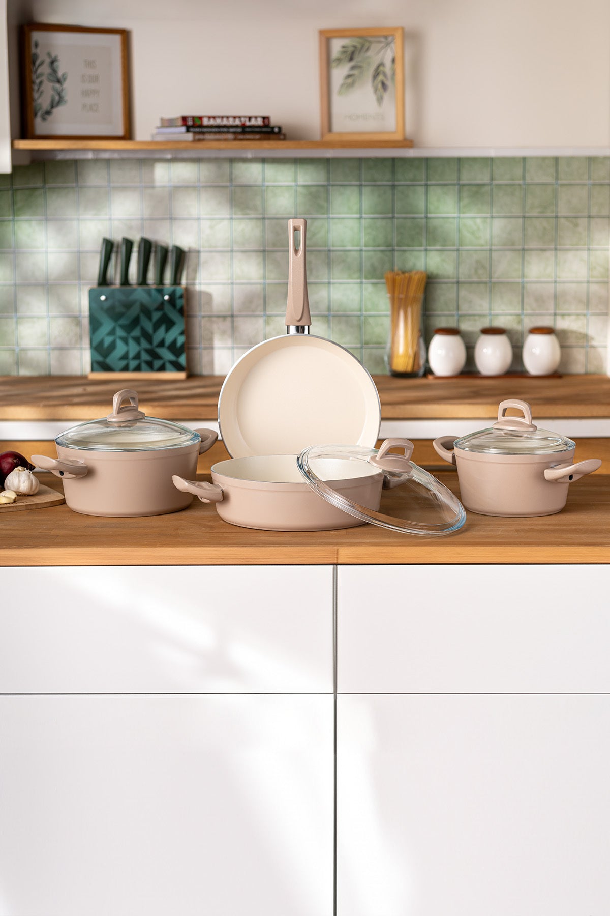 Emsan Crystal 7 Piece Cookware Set Rosegold - MALLTURK