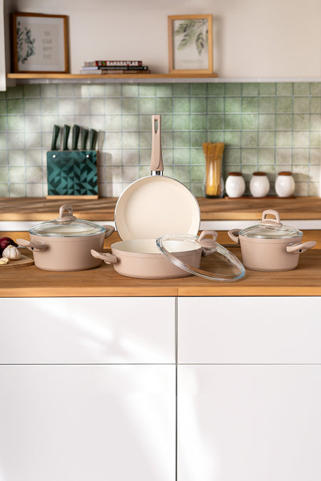 Emsan Crystal 7 Piece Cookware Set Rosegold - MALLTURK