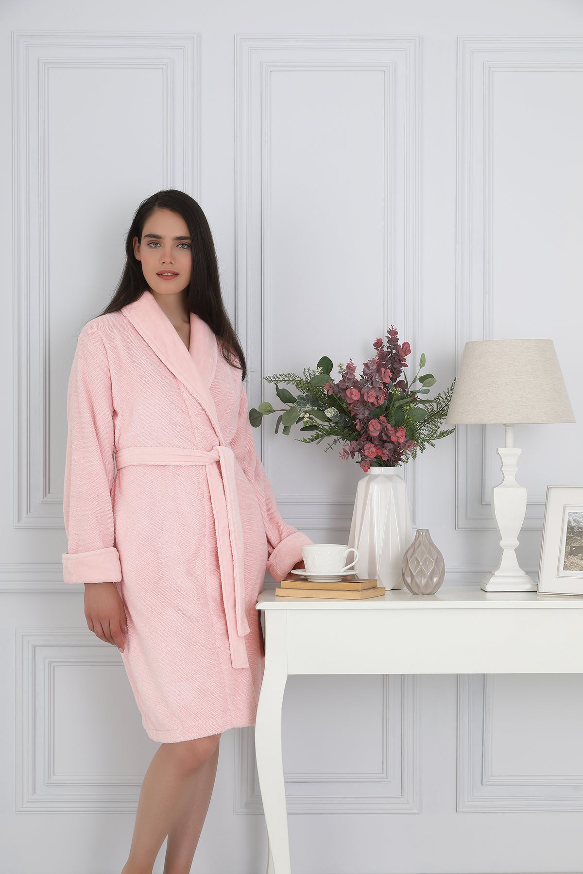 Ozdilek Sadem Organic Acacia Shawl Collar Bathrobe - MALLTURK