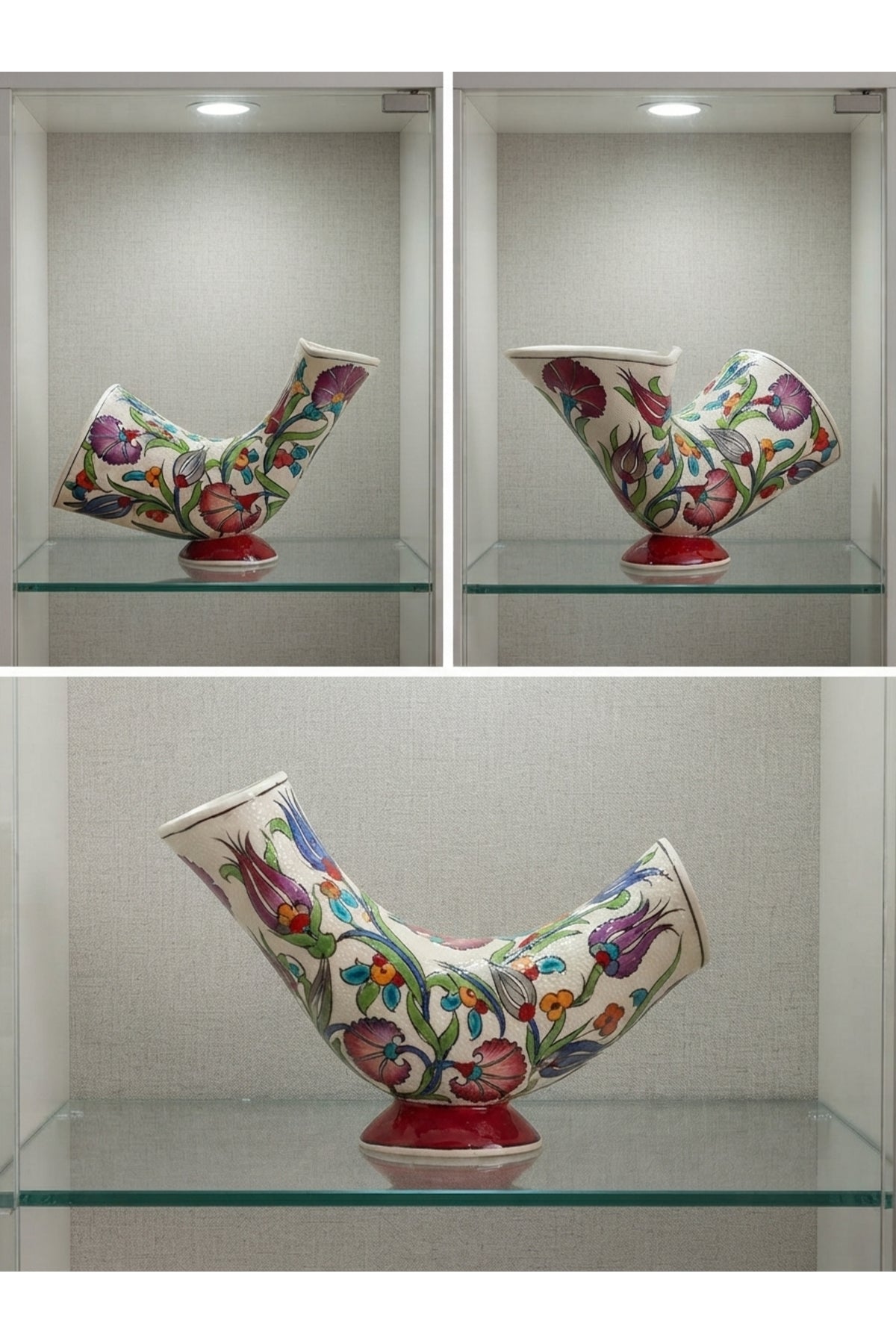 General Brands Traditional Tulip and Spring Motif Handmade Decorative Horn-Shaped Ceramic Object – Display Piece - MALLTURK