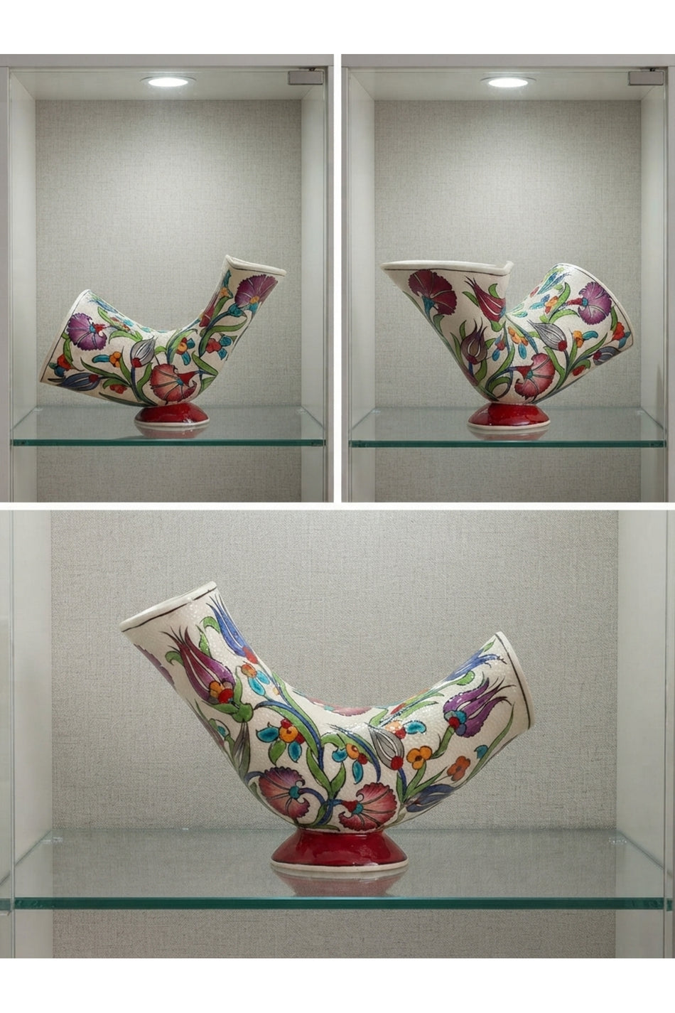 General Brands Traditional Tulip and Spring Motif Handmade Decorative Horn-Shaped Ceramic Object – Display Piece - MALLTURK