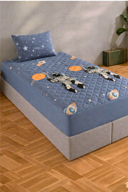 Formeya Astronot Desen Waterproof Quilted Fitted Mattress Protector - MALLTURK
