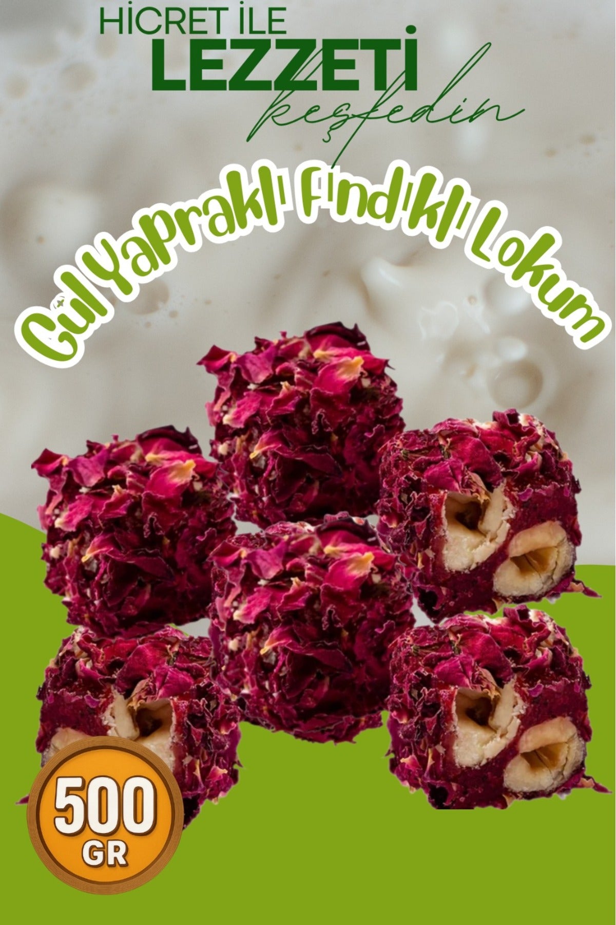 Hicret kuruyemis Rose Petal Hazelnut Turkish Delight 500 g - MALLTURK