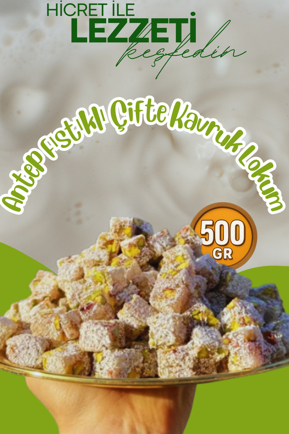 Hicret kuruyemis Pistachio cifte kavruk Turkish Delight 500 g - MALLTURK