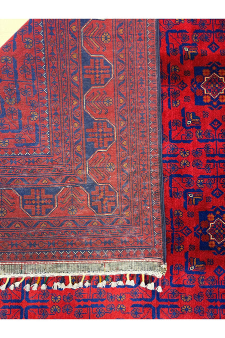 Afghan Rug Hand-Woven 6 Meter 100% Wool Natural Dye Handicraft ile Harika Yildiz Pattern