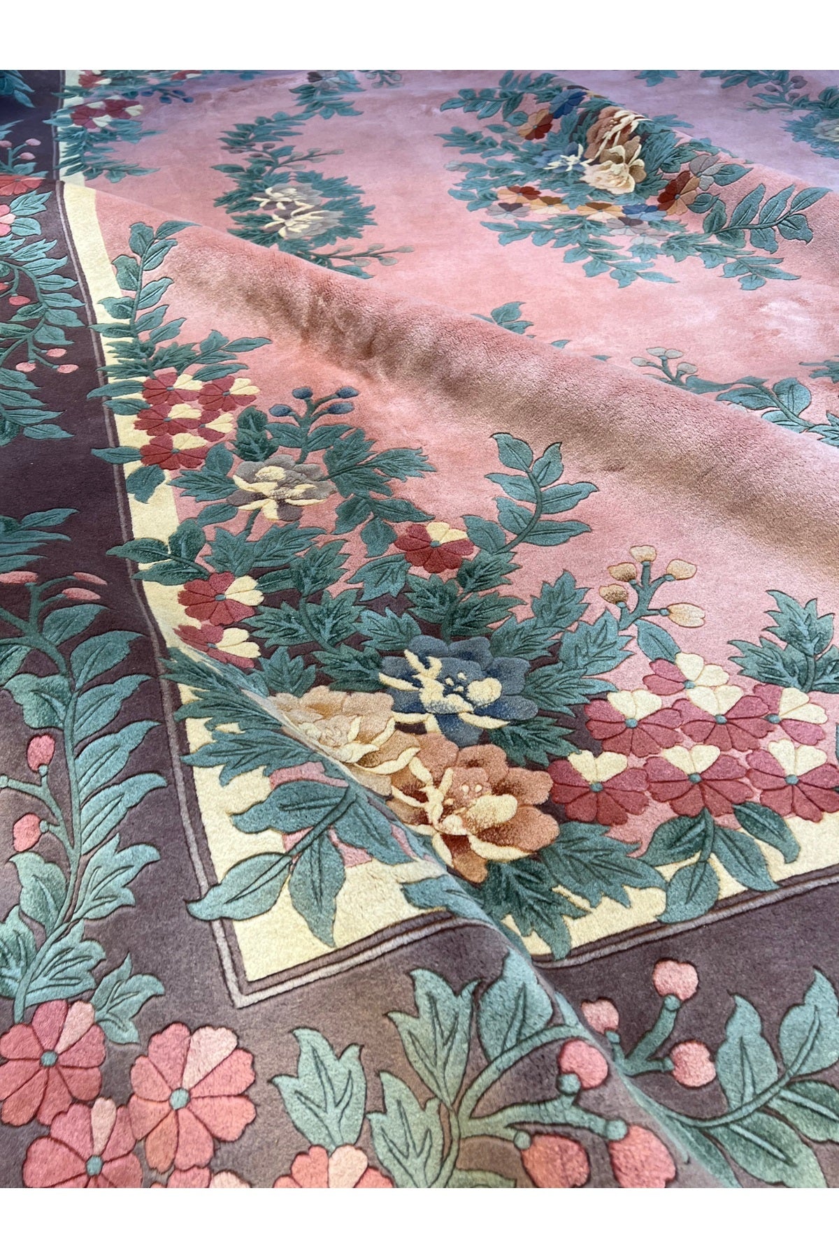 RD RAMAZAN DAG Hand Rug Art Hand-Woven Embossed Chinese Rug Premium Quality Pink Color Size 370x274 - MALLTURK