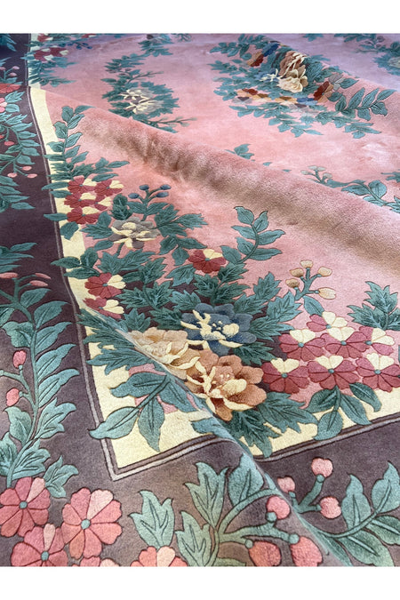RD RAMAZAN DAG Hand Rug Art Hand-Woven Embossed Chinese Rug Premium Quality Pink Color Size 370x274 - MALLTURK
