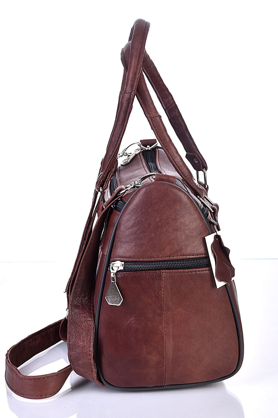 Fubileather Genuine Leather Shoulder Strap Mom Bag Brown