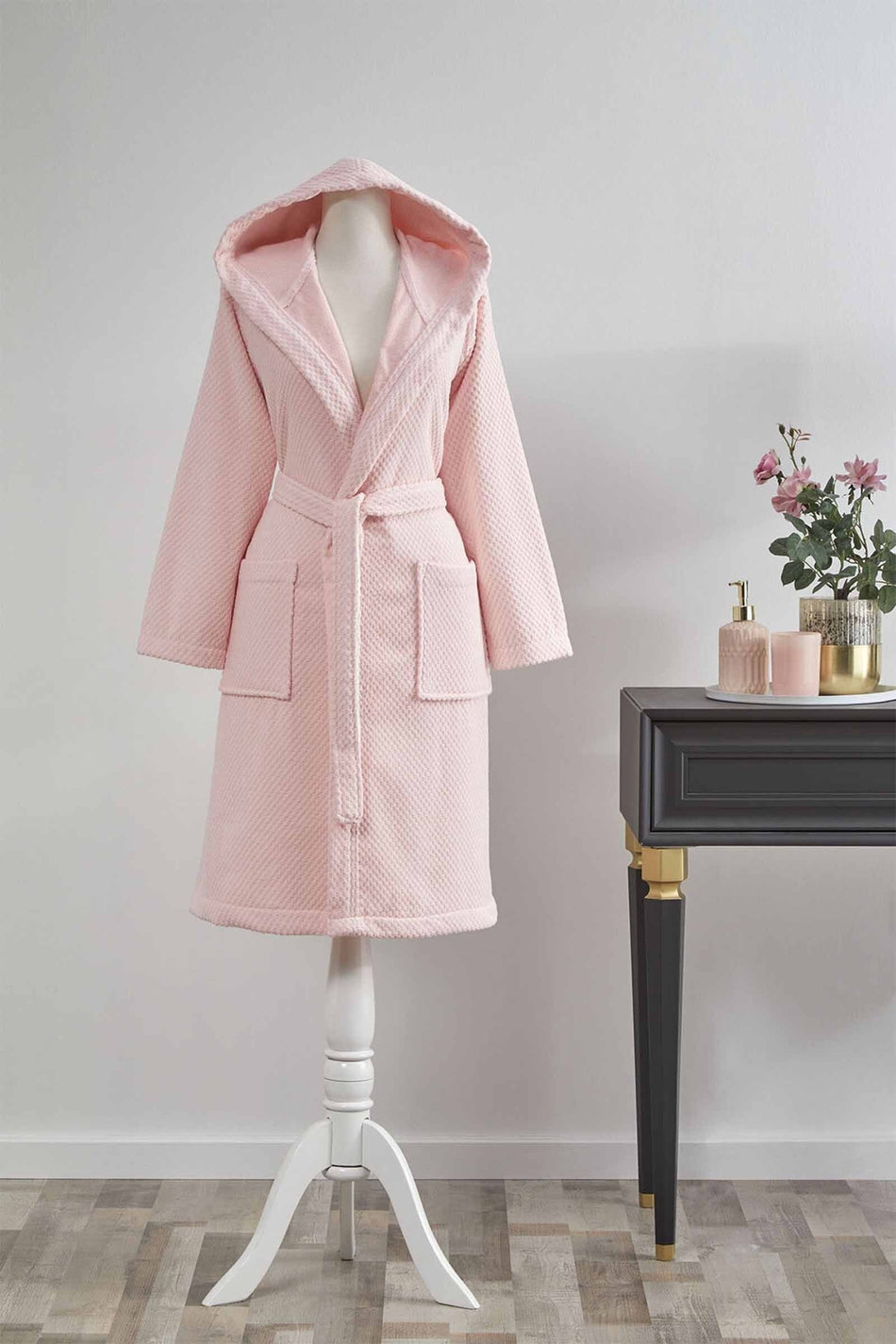 Ozdilek Bright Velvet Hooded Bathrobe - MALLTURK