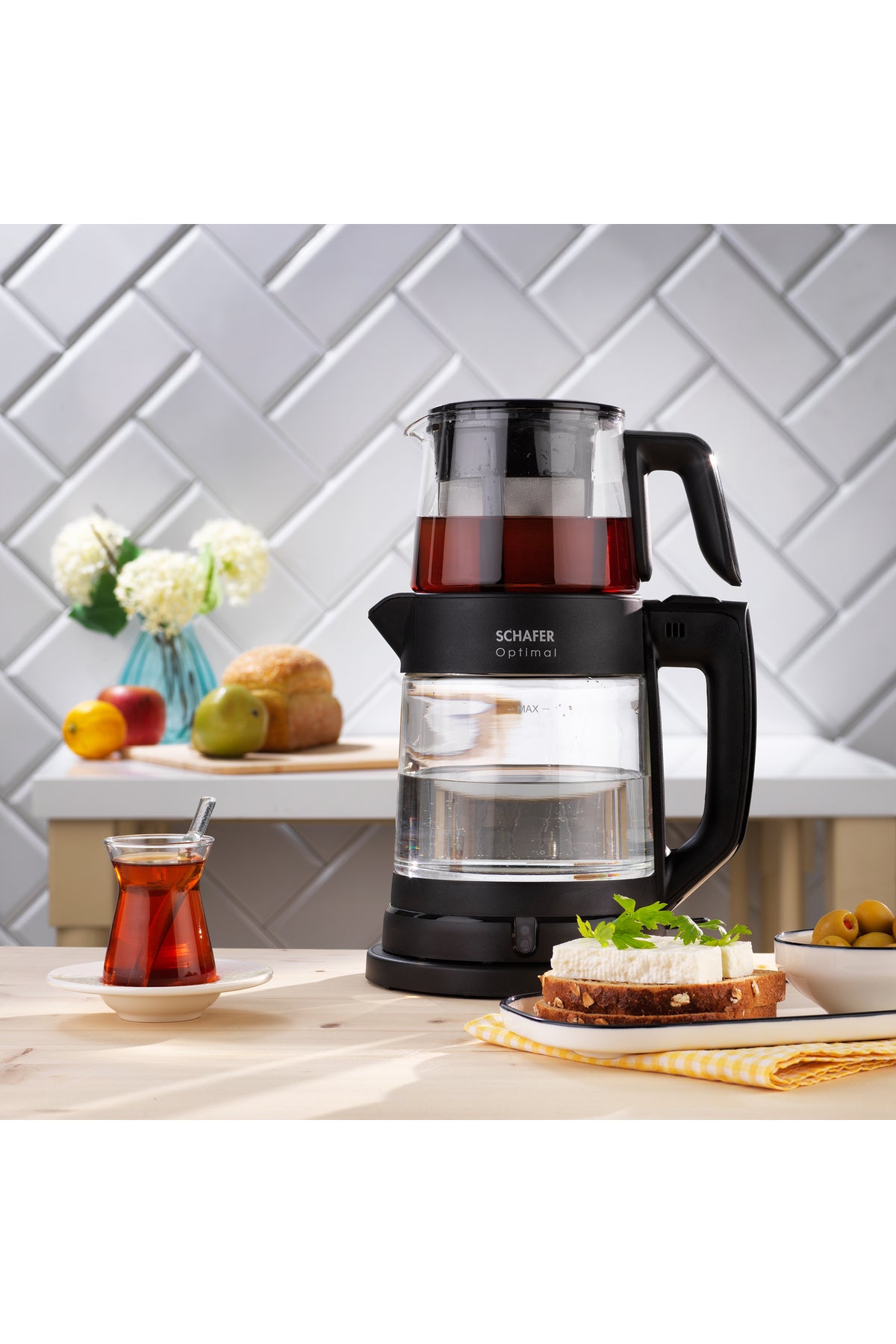 Schafer Optimal Electric Glass Tea Maker - Black - MALLTURK