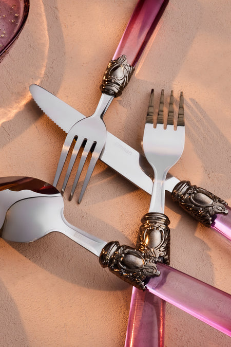 Emsan celina 24 Piece 6 Place Setting Flatware Set bordo - MALLTURK