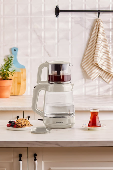 Karaca Glass Tea XL 2 in 1 Glass Tea Maker Starlight - MALLTURK