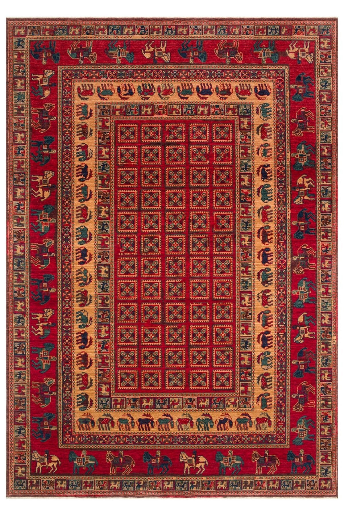 Eko Rug KADIM KDM 08 RED Anatolian Motifs Featuring New Zellanda Wool with Produced Handcrafted High Traditional Tez - MALLTURK