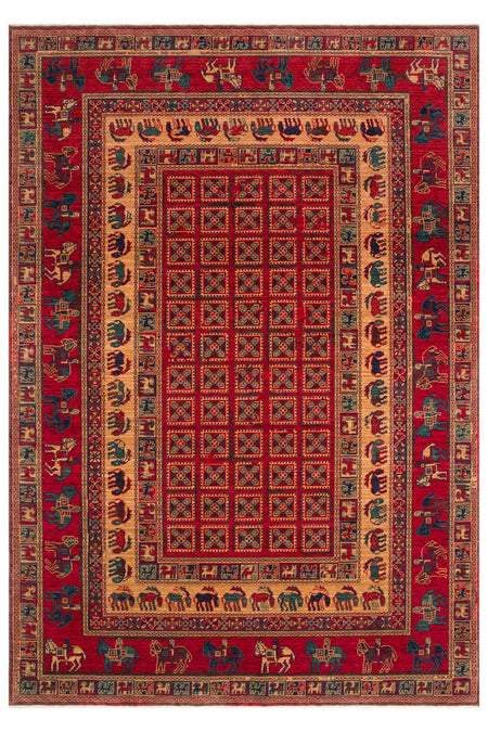 Eko Rug KADIM KDM 08 RED Anatolian Motifs Featuring New Zellanda Wool with Produced Handcrafted High Traditional Tez - MALLTURK