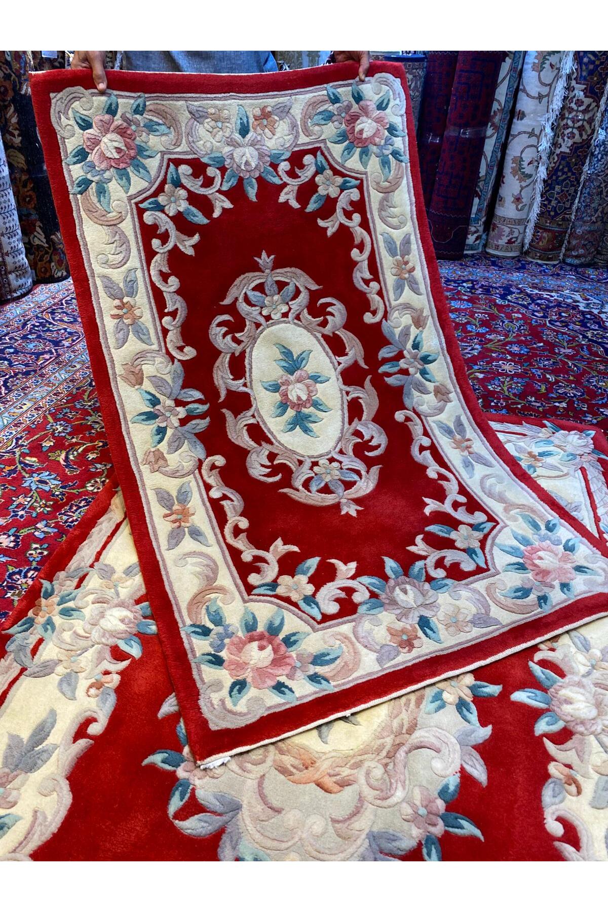 RD RAMAZAN DAG Hand Rug Art Hand-Woven Embossed Chinese Rug Premium Quality Red Color Size 160x95